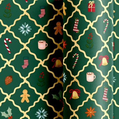 Papel de Embrulho 70x200cm Natal Verde