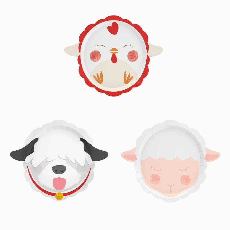 6 Pratos 22,5x27cm Animais da Quinta - Farm