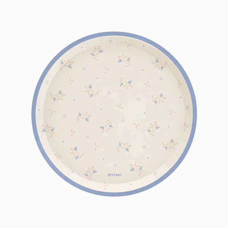6 Pratos 23cm Flores Baby Nude Azul