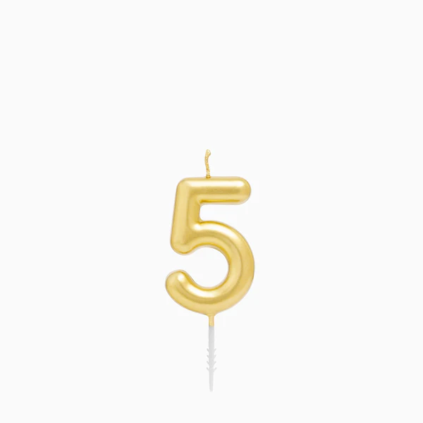Vela de Aniversário Dourado 6cm nº5