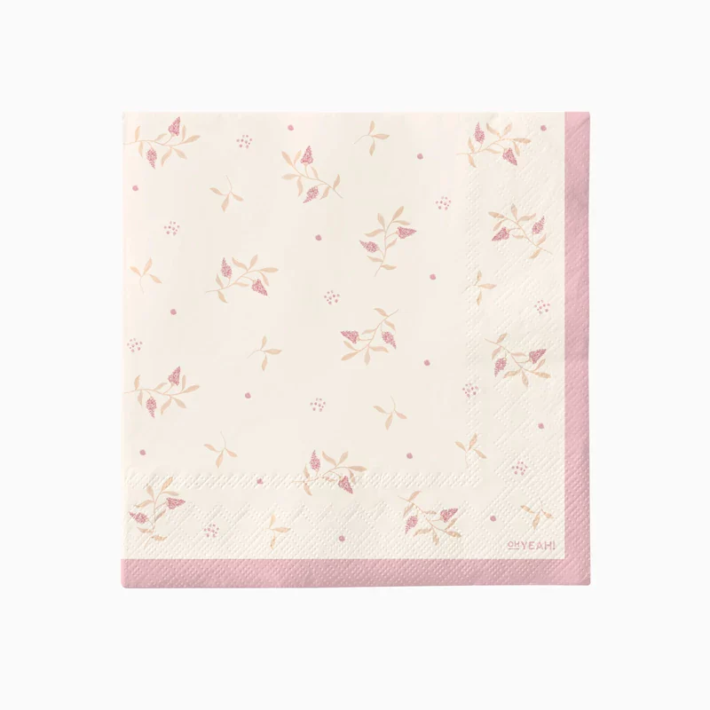 20 Guardanapos 33cm Flores Baby Nude Rosa
