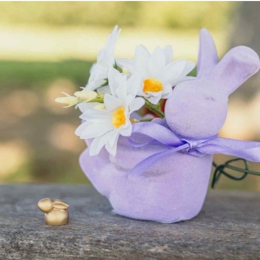 Vaso Coelho em Cerâmica Aveludada Lilás 6,6 x 11,5 x 12,3 cm