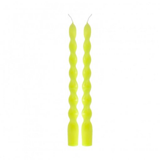 2 Velas Decorativas Torcidas 2,2x25cm Amarelo Fluo