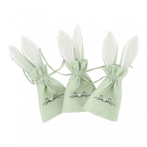 3 Saquinhos Orelhas de Coelho Tecido