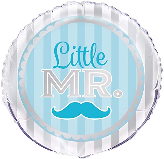 Balão foil 18'' 'Little Mr' Bigode Azul