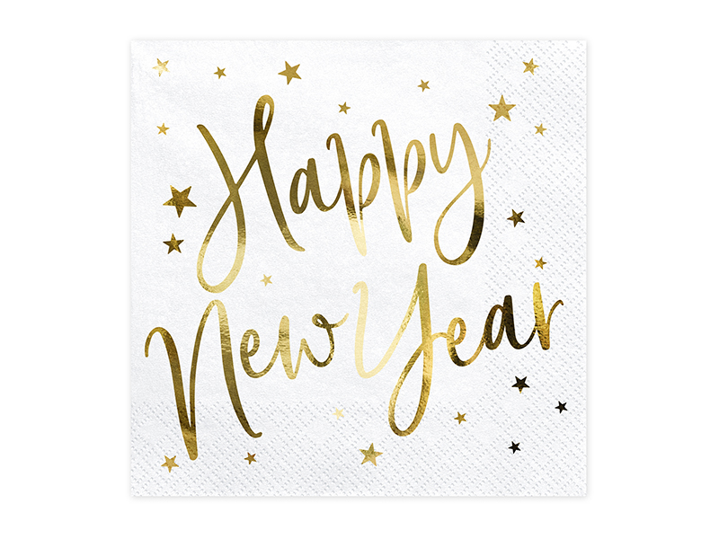 20 Guardanapos 33cm Happy New Year Branco
