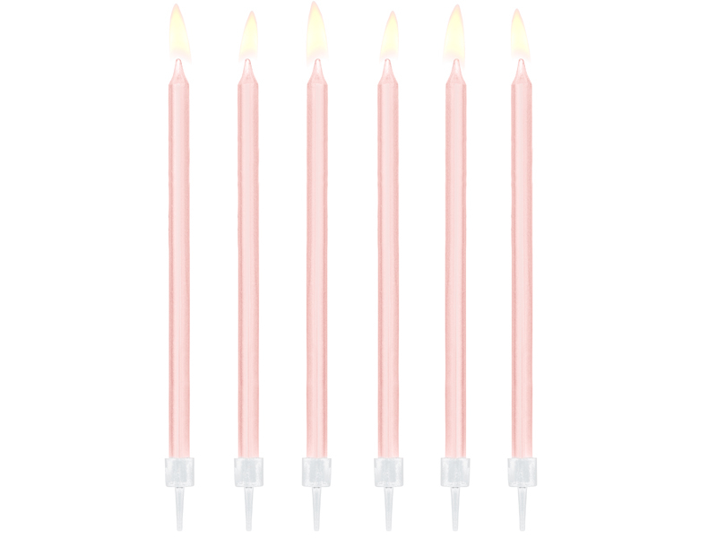 12 Velas de Aniversário 14cm Rosa Claro