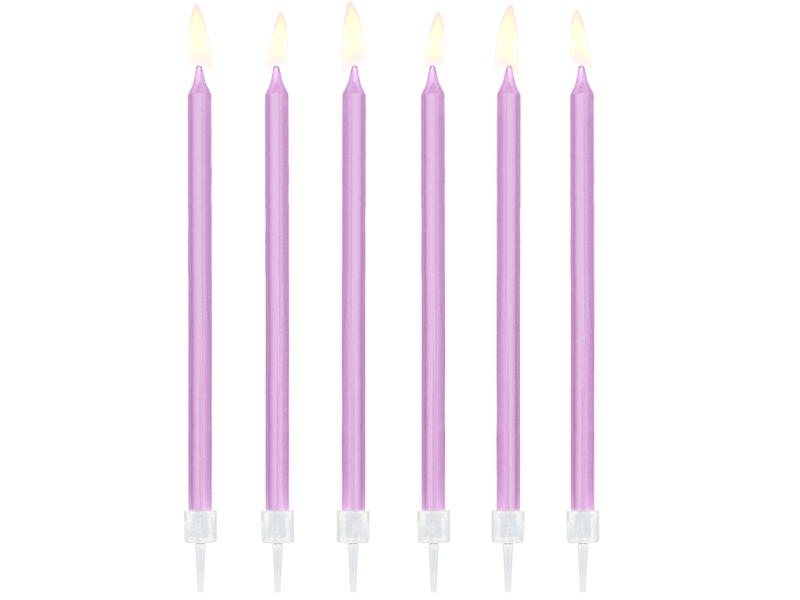 12 Velas de Aniversário 14cm Lilás