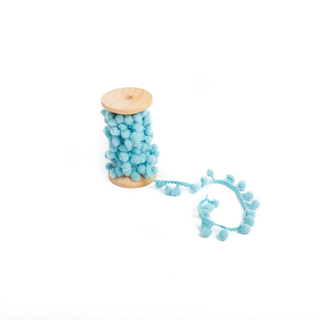 Fita Pompons Azul Claro 1.5cm x 2m