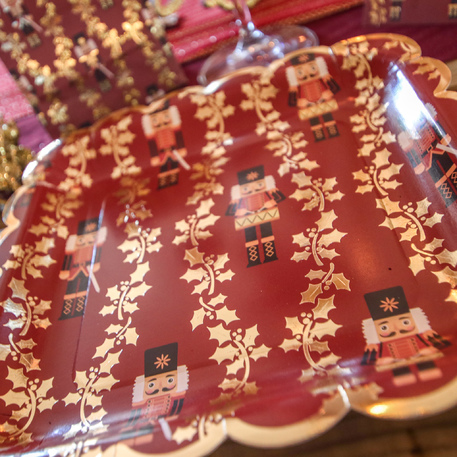 8 Pratos 23cm Nutcracker Bordeaux Natal