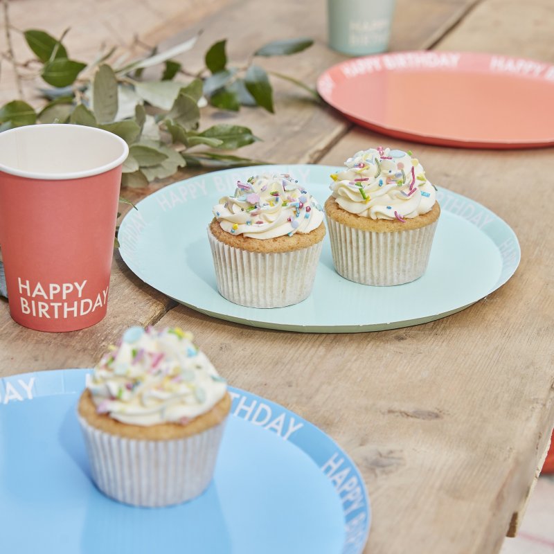 8 Pratos 25cm Brights Happy Birthday (Sortido)