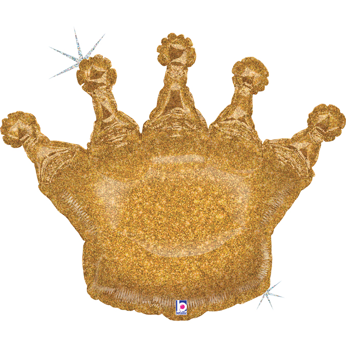 Balão Foil Coroa 91cm Dourado Glitter