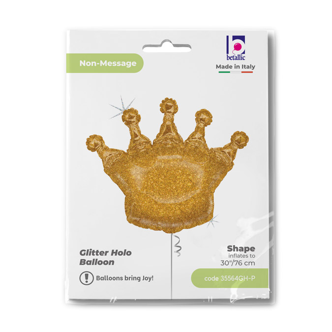 Balão Foil Coroa 91cm Dourado Glitter