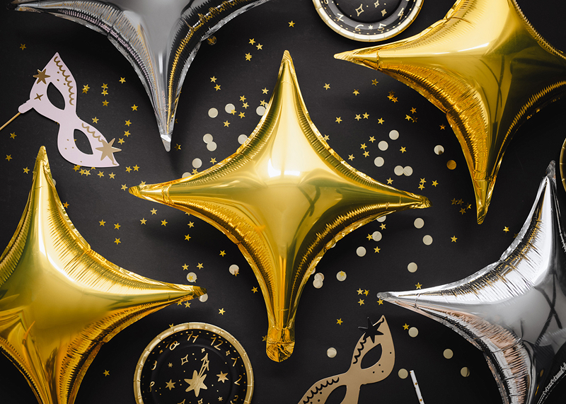 Balão Foil Estrela 4 pontas 45cm Dourado
