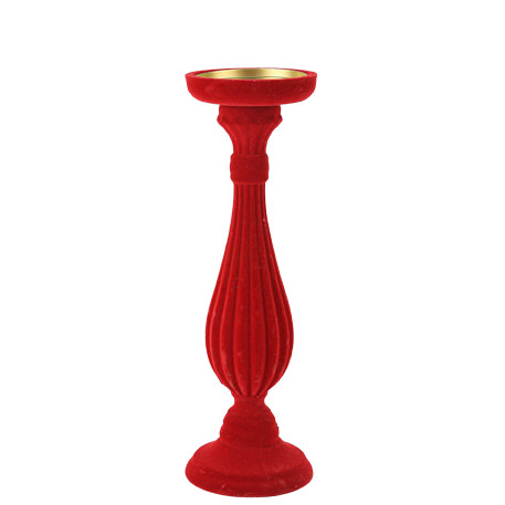 Castiçal Barroco Vermelho veludo 11x34cm