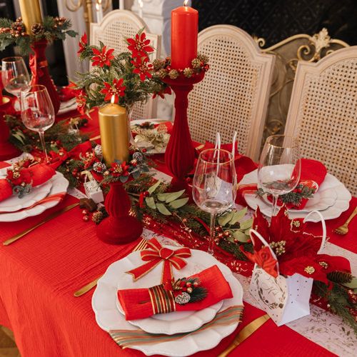 Castiçal Barroco Vermelho veludo 11x34cm