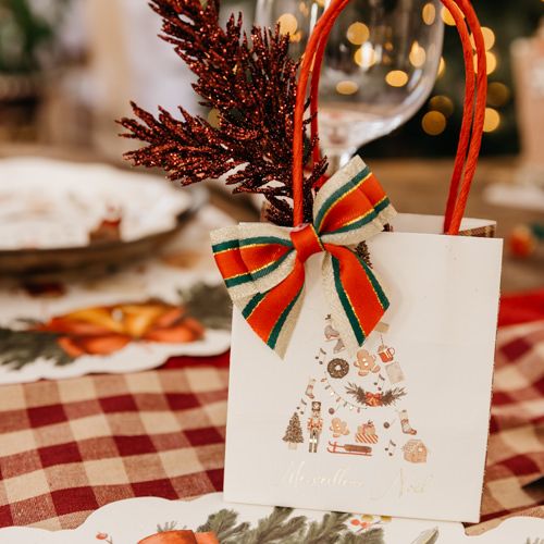 4 Sacos de oferta Presentes Tartan Natal Gourmand 10x11x7cm