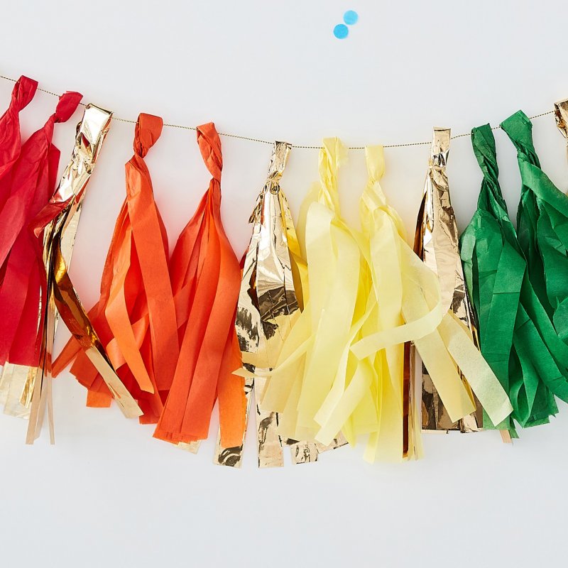 Grinalda Tassel Arco-Íris & Dourado Foil