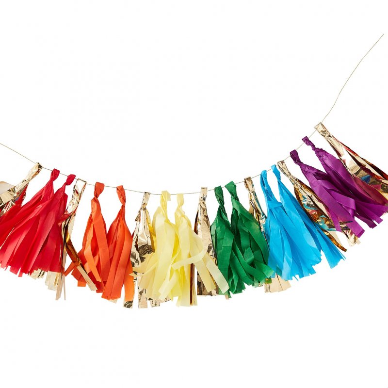 Grinalda Tassel Arco-Íris & Dourado Foil