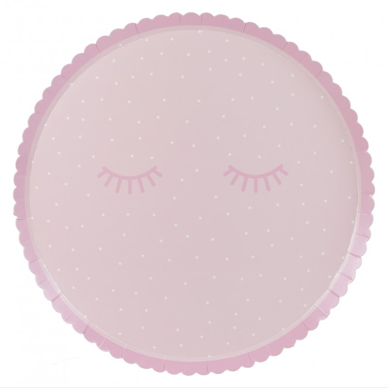 8 Pratos 25cm Pink Polka Dot Pamper Party