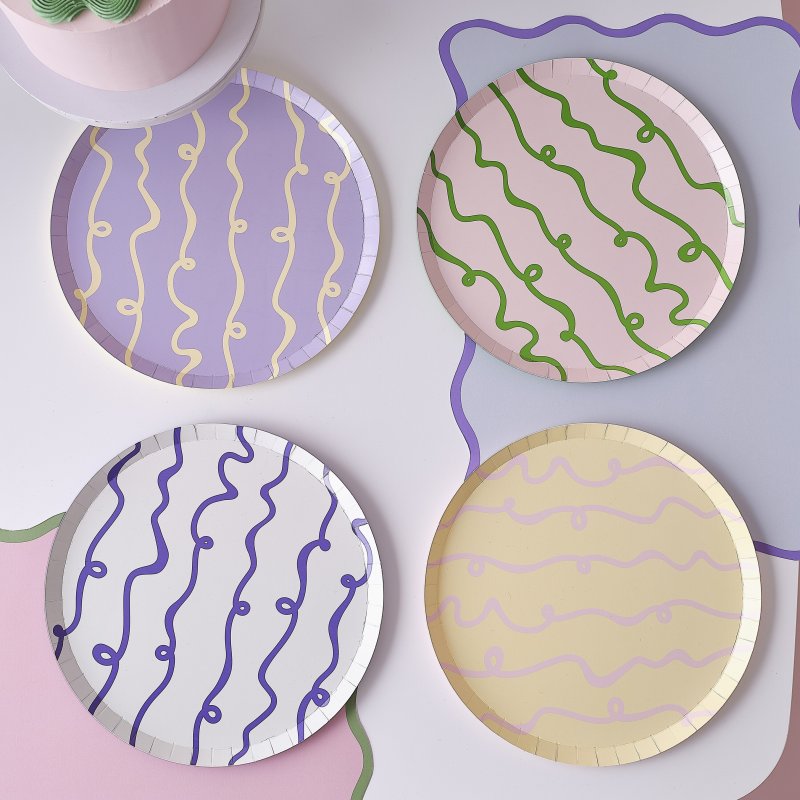 8 Pratos Wavy Pastel
