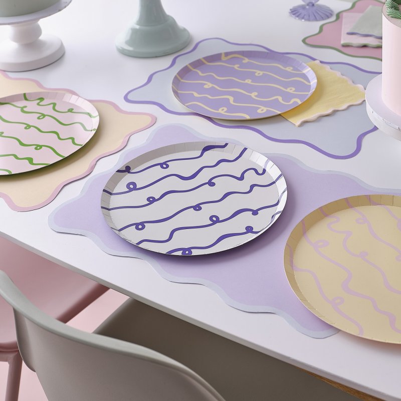 8 Pratos Wavy Pastel