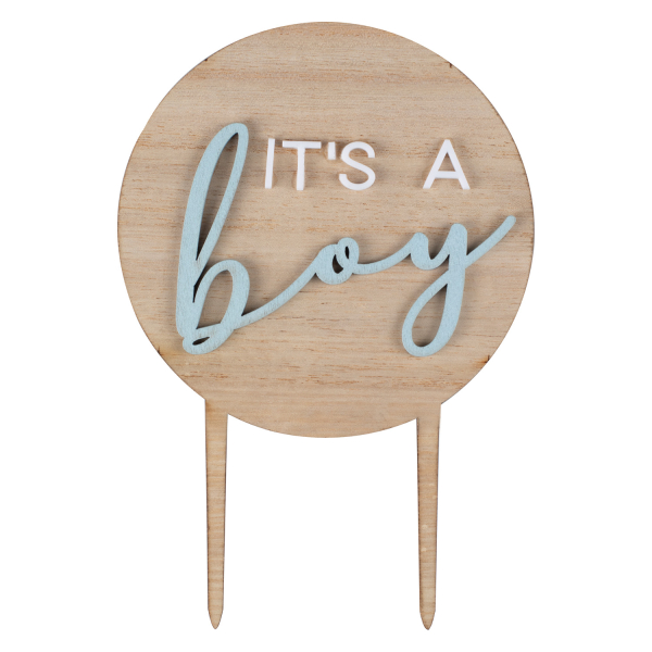 Topo de Bolo Madeira It's a Boy