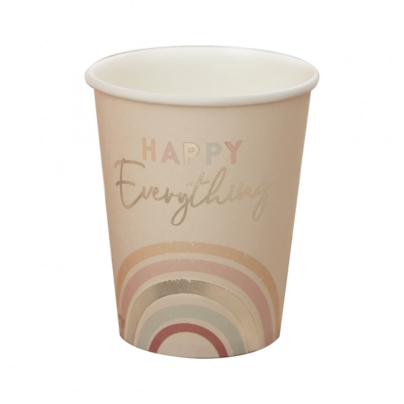 8 Copos Happy Everything Natural Rainbow Birthday Party