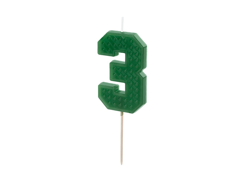 Vela de Aniversário 6cm Building Blocks nº3 Verde