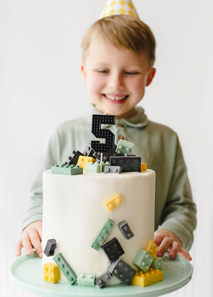 Vela de Aniversário 6cm Building Blocks nº5 Preto