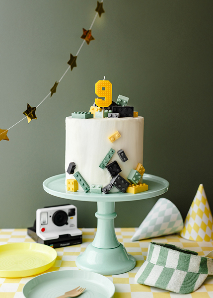 Vela de Aniversário 6cm Building Blocks nº9 Amarelo