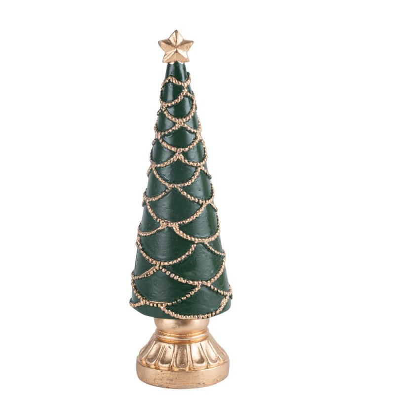 Árvore de Natal Resina Verde e Dourada 6x20cm