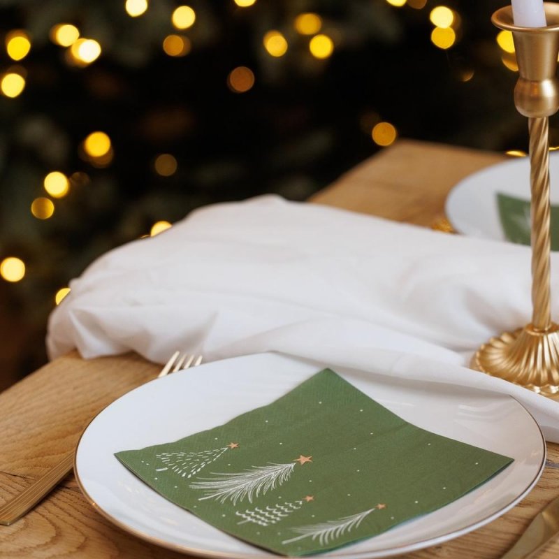 20 Guardanapos 32,5cm Verdes Natal