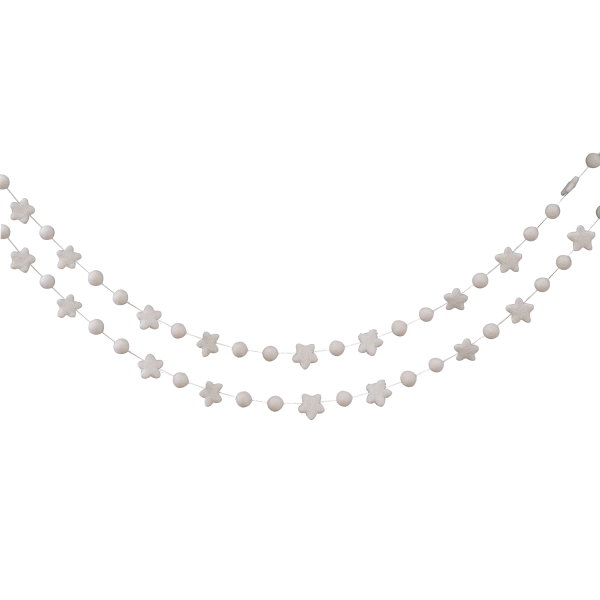 Grinalda de Feltro Estrelas e Bolas Brancas - Natal