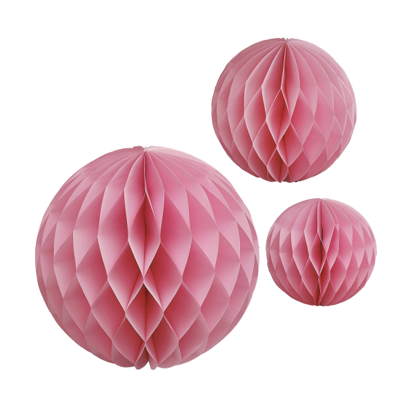 3 Bolas de Papel 15/20/30cm Rosa