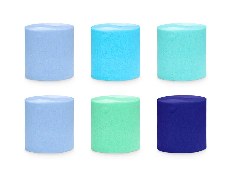 6 Fitas Crepe 5cm/10m mix Azul & Verde