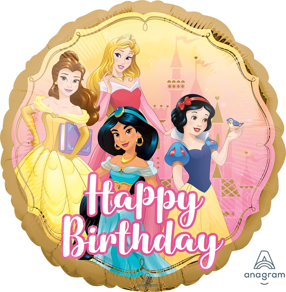 Balão Foil 43cm Happy Birthday Princesas Disney