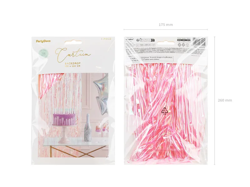 Cortina 100x200cm Iridescente Rosa 