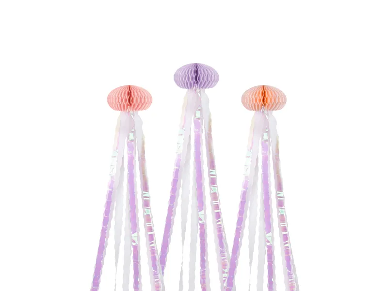 3 Decorações Pendentes Tissue Medusa