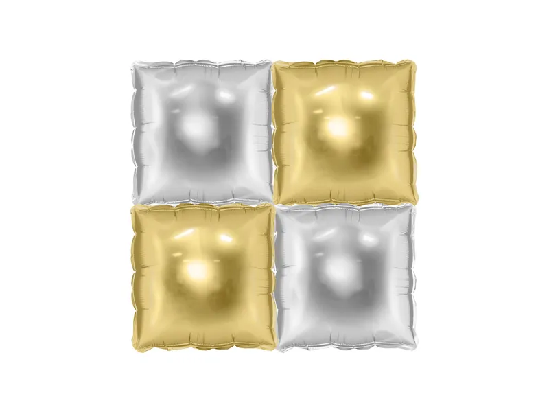 4 Balões Foil Backdrop Prateado e Dourado