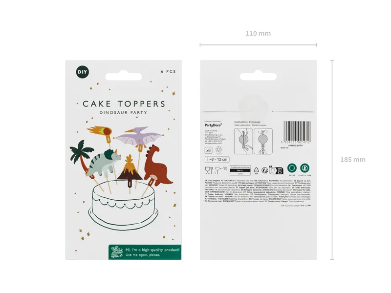 6 Topos de Bolo 8-12cm Dinossauros