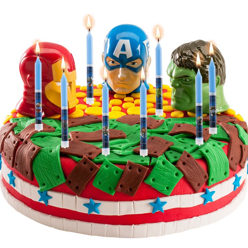 8 Velas de Aniversário 9cm Avengers