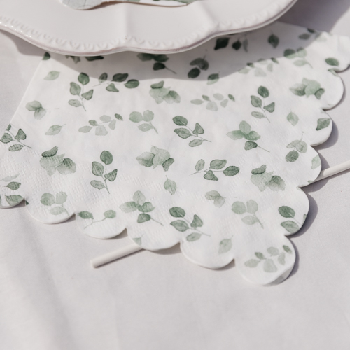 16 Guardanapos 33cm Jardim Botânico Folhas Verde Sálvia 