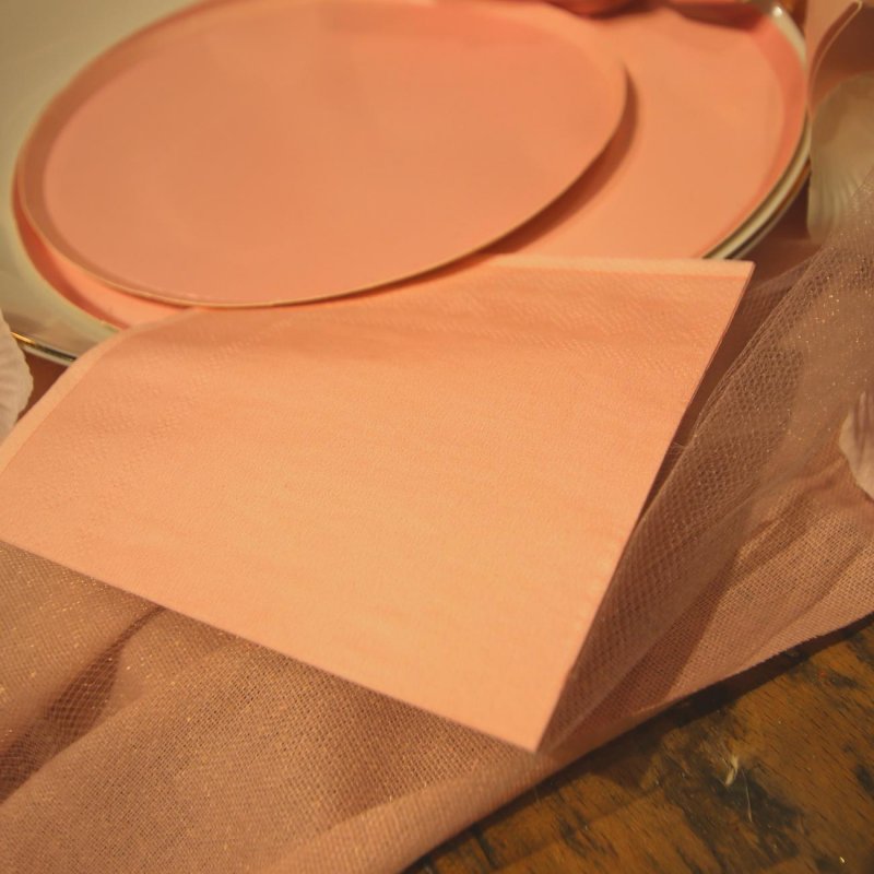 15 Guardanapos 24cm Rosa e Rosa Pó