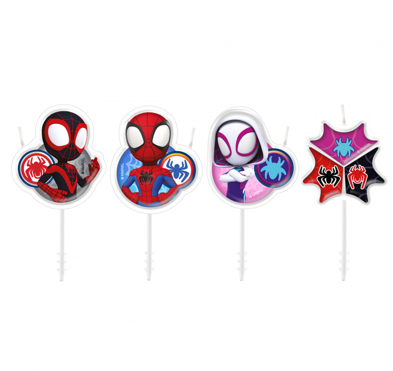 4 Velas de Aniversário 3x4cm Spider-Man (Homem-Aranha) Spidey