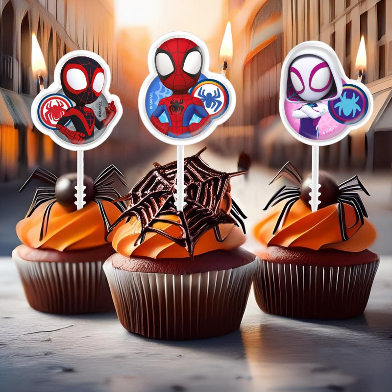 4 Velas de Aniversário 3x4cm Spider-Man (Homem-Aranha) Spidey