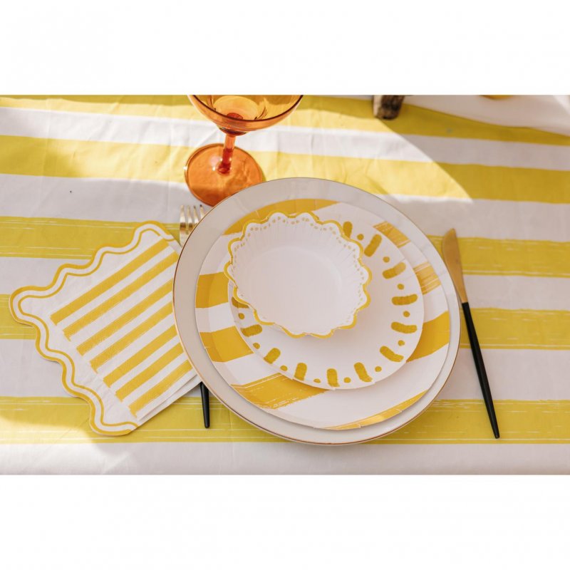 6 Pratos 23cm Mix&Match - Riscas Amarelas