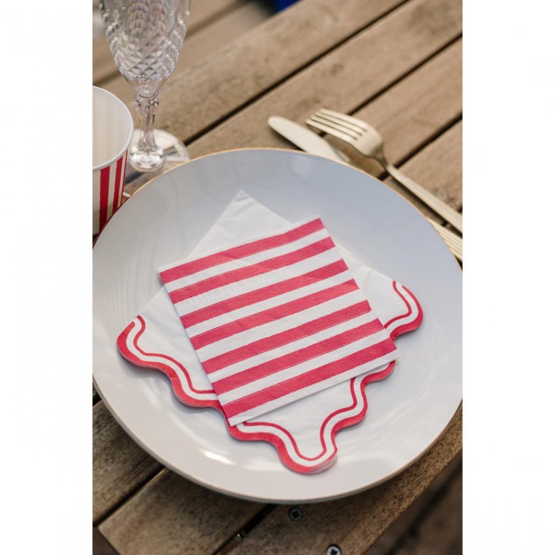 15 Guardanapos 24cm Mix&Match - Riscas Vermelhas