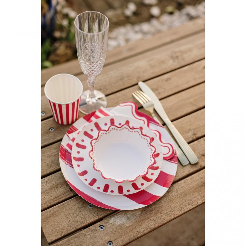 6 Taças 13cm Mix&Match - Riscas Vermelhas