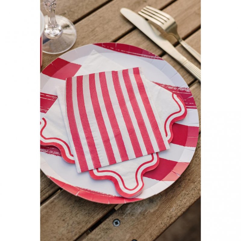 6 Pratos 23cm Mix&Match - Riscas Vermelhas